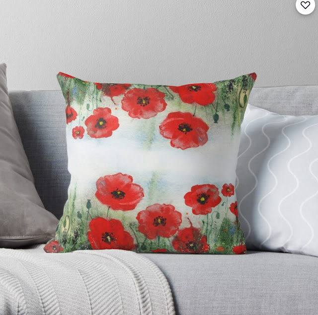 Red Poppies Pattern on merchandise clothes things artist illustrator Irina Sztukowski