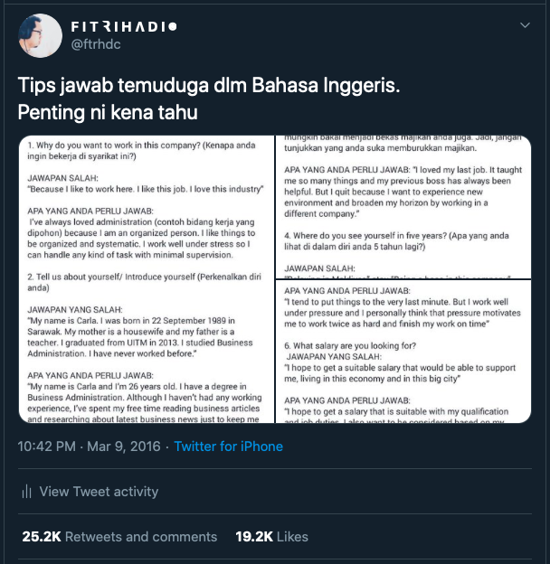 (Tips) Cara Betul Jawab Temuduga Kerja Dalam Bahasa 