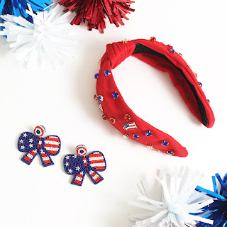 Statement Headband with Patriotic Earrings