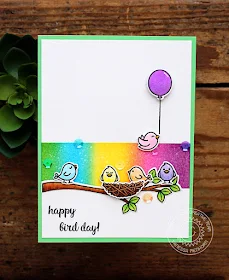 Sunny Studio Stamps: A Bird's Life Rainbow Birdies Happy Day Card by Vanessa Menhorn