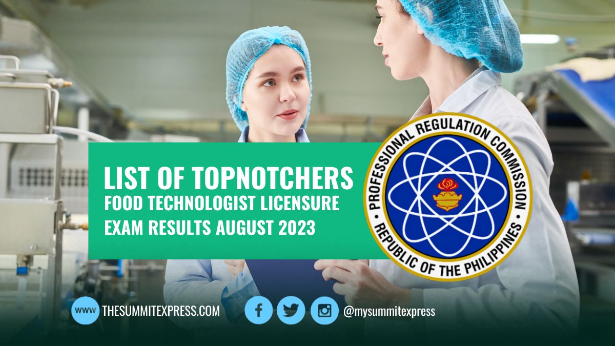 RESULT: August 2023 Food Tech board exam top 10 passers