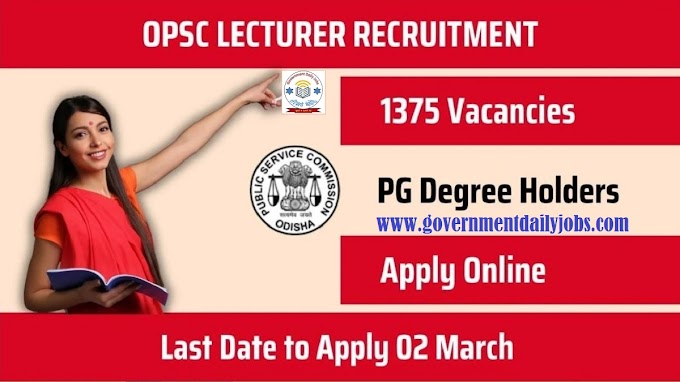 OPSC PGT RECRUITMENT 2024 FOR 1375 VACANCIES, ELIGIBILITY, APPLY ONLINE