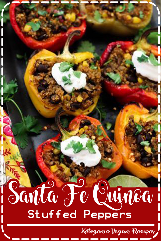 These Vegan Quinoa Stuffed Peppers are Savory, smoky, subtly sweet & satisfying. Gluten-free too! #stuffedpeppers#glutenfree #veganhuggs #vegan #recipe #recipes