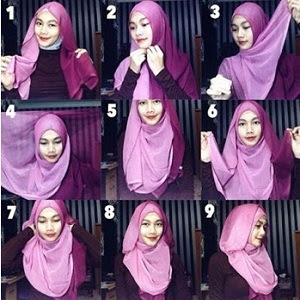 tutorial hijab 2 kerudung segi empat