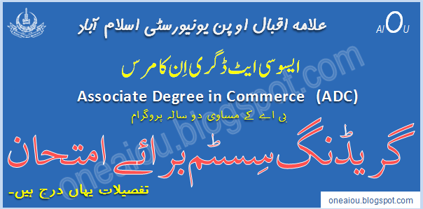 AIOU Associate Degree Grading GPA marks chart