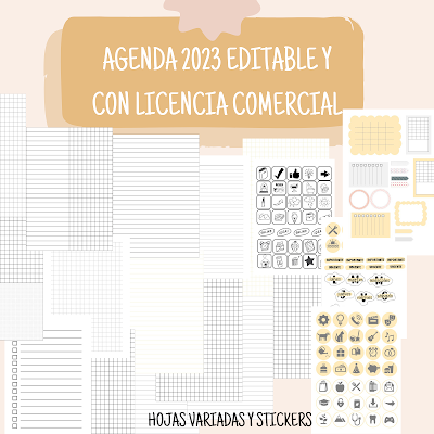 AGENDA, 2023, licencia comercial, editable, powerpoint, planificadores, agenda semanal, agenda diaria, agenda perpetua,