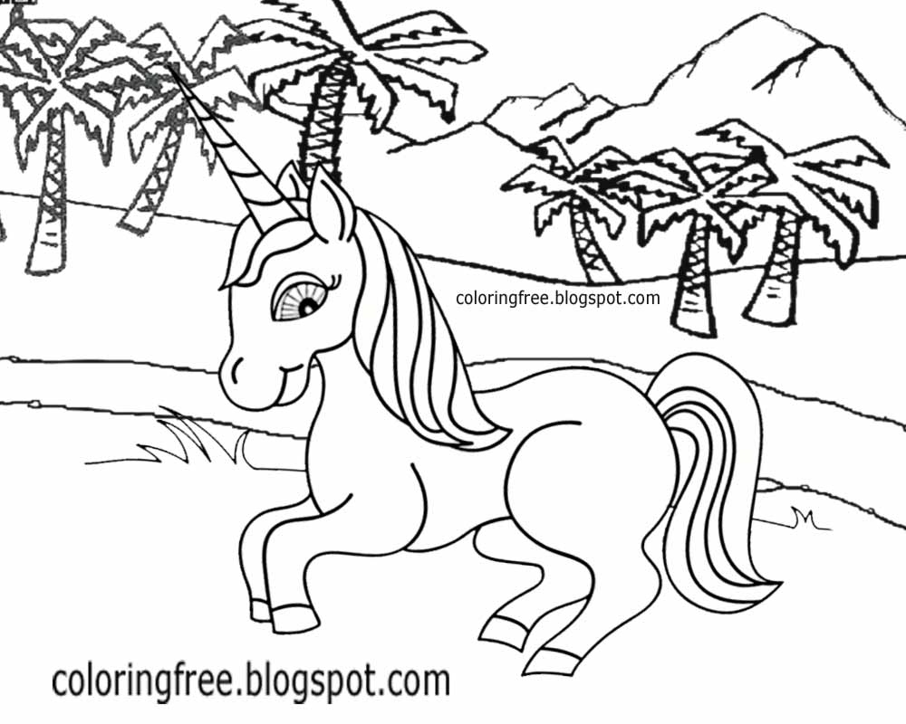 Printable Unicorn  Drawing Mythical Coloring  Book Pictures 