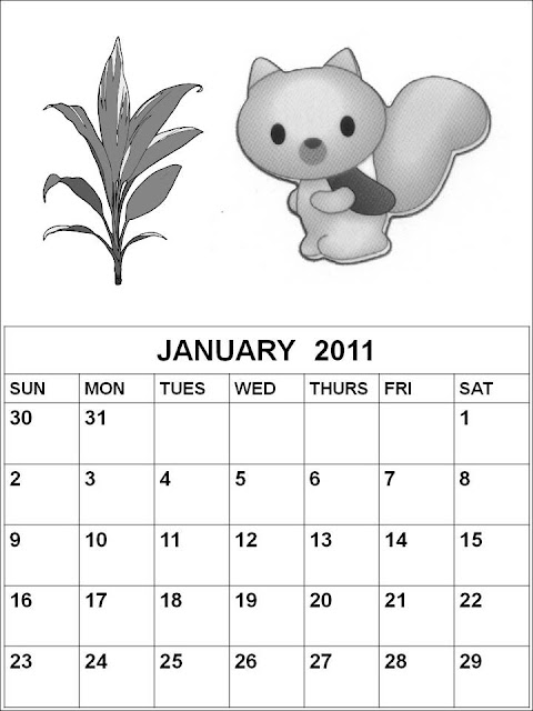 January 2011 Calendar For Kids. Blank january 2011 calendar