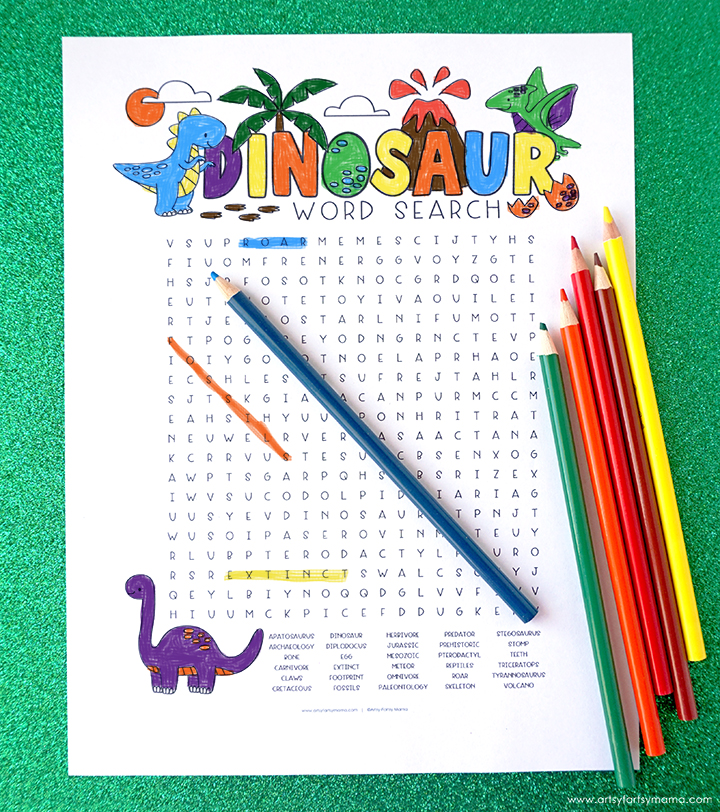 Free Printable Dinosaur Word Search Coloring Page