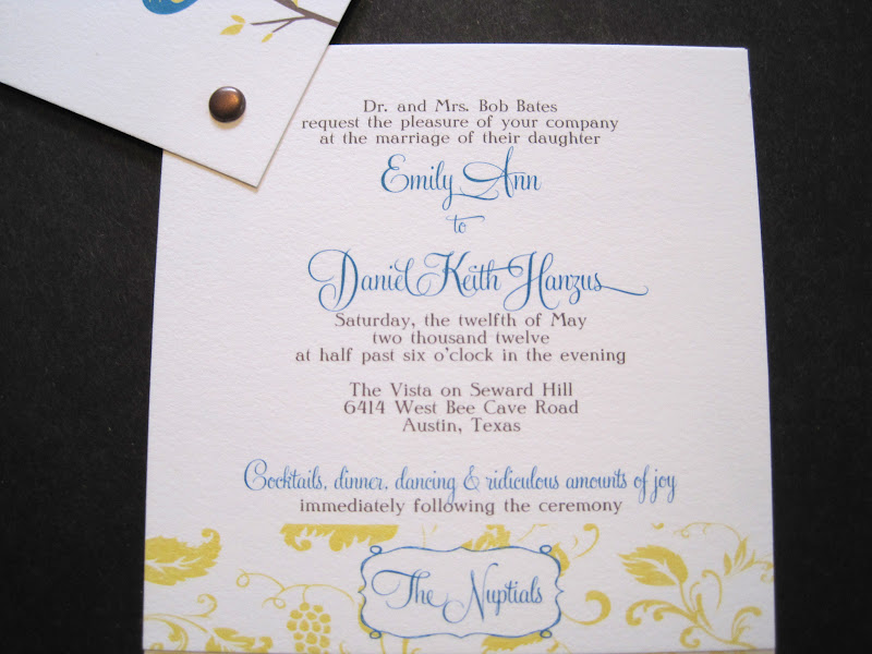 Wedding invitation Tearoff response postcard love the bell wording 