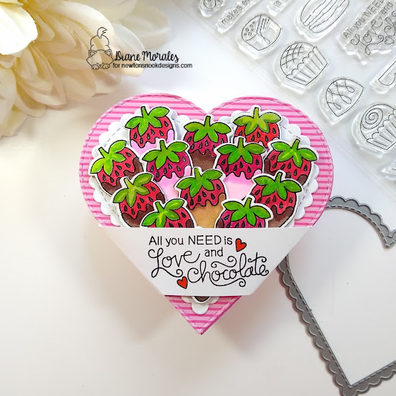 All you need is love & chocolate by Diane features Heart Frames, Love & Chocolate (stamp and paper) by Newton's Nook Designs; #inkypaws, #newtonsnook, #valentinescards, #chocolatecards, #cardmaking