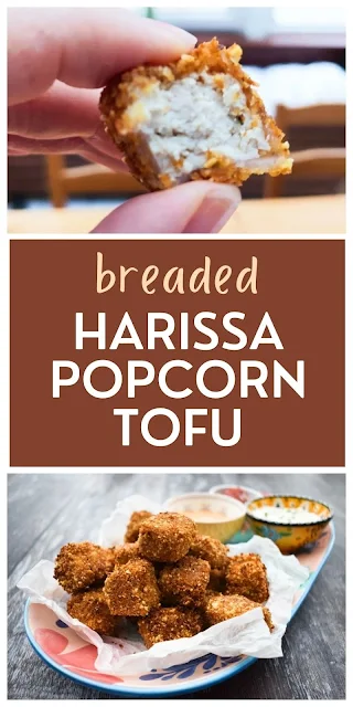 Easy baked harissa flavoured popcorn tofu