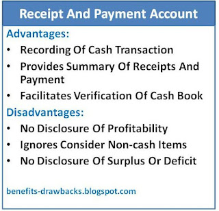 advantages disadvantages receipt and payment account