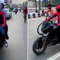 'Spiderman' dan 'Spiderwomen' dicekup polis kerana melakukan aksi berbahaya atas motosikal