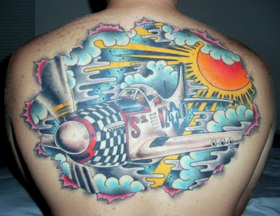 Color Back Airplane Tattoo