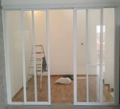 Pintu Sliding Aluminium Kaca Mati + Gantung + Psg