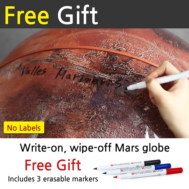 Mars Globe, The Red Planet Mars, Martian, Marte, Scarred Planet, Exploration of Mars, Explorers on the Red Planet, SpaceX, Mars landing, Mars Science Laboratory, mapsoftglobes, 