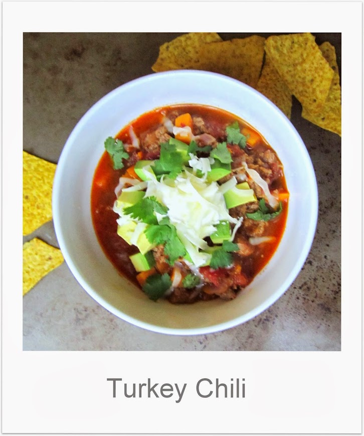 A healthy turkey chili recipe where sweet potatoes take the place of beans