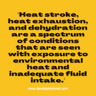 Heat stroke, heat exhaustion, and dehydration are a spectrum of conditions that are seen with exposure to environmental heat and inadequate fluid intake. #pediatrics #children #summer