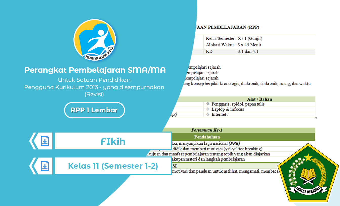 RPP 1 Lembar Fikih K13 Kelas 11 SMA 2022/2023 Revisi