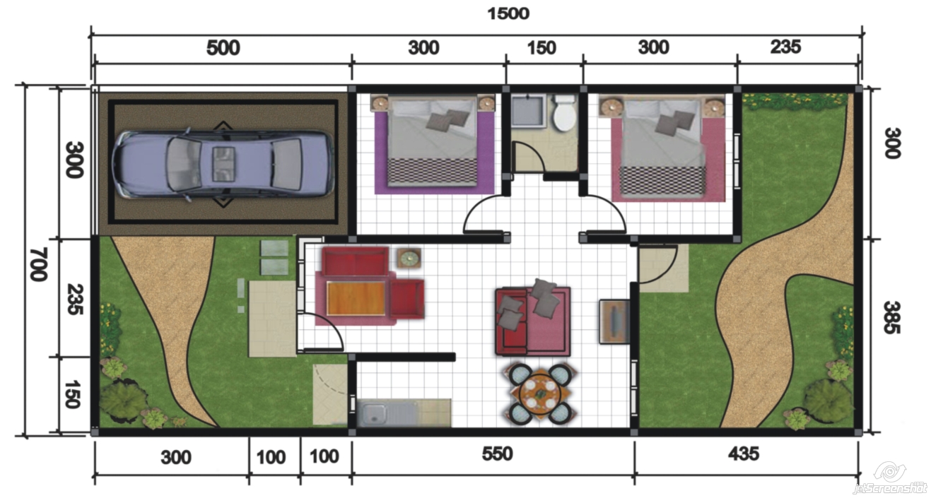  Denah  Rumah  Minimalis  1 Lantai Type 50  Desain Rumah  