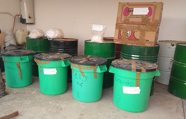 Aseguran más de 140 kilogramos de posible metanfetamina en Jalisco