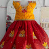 Thread Rose work Lehenga in Red