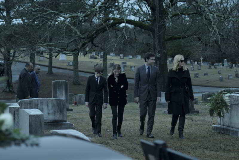 Graveyard funeral sequence with Byrde family