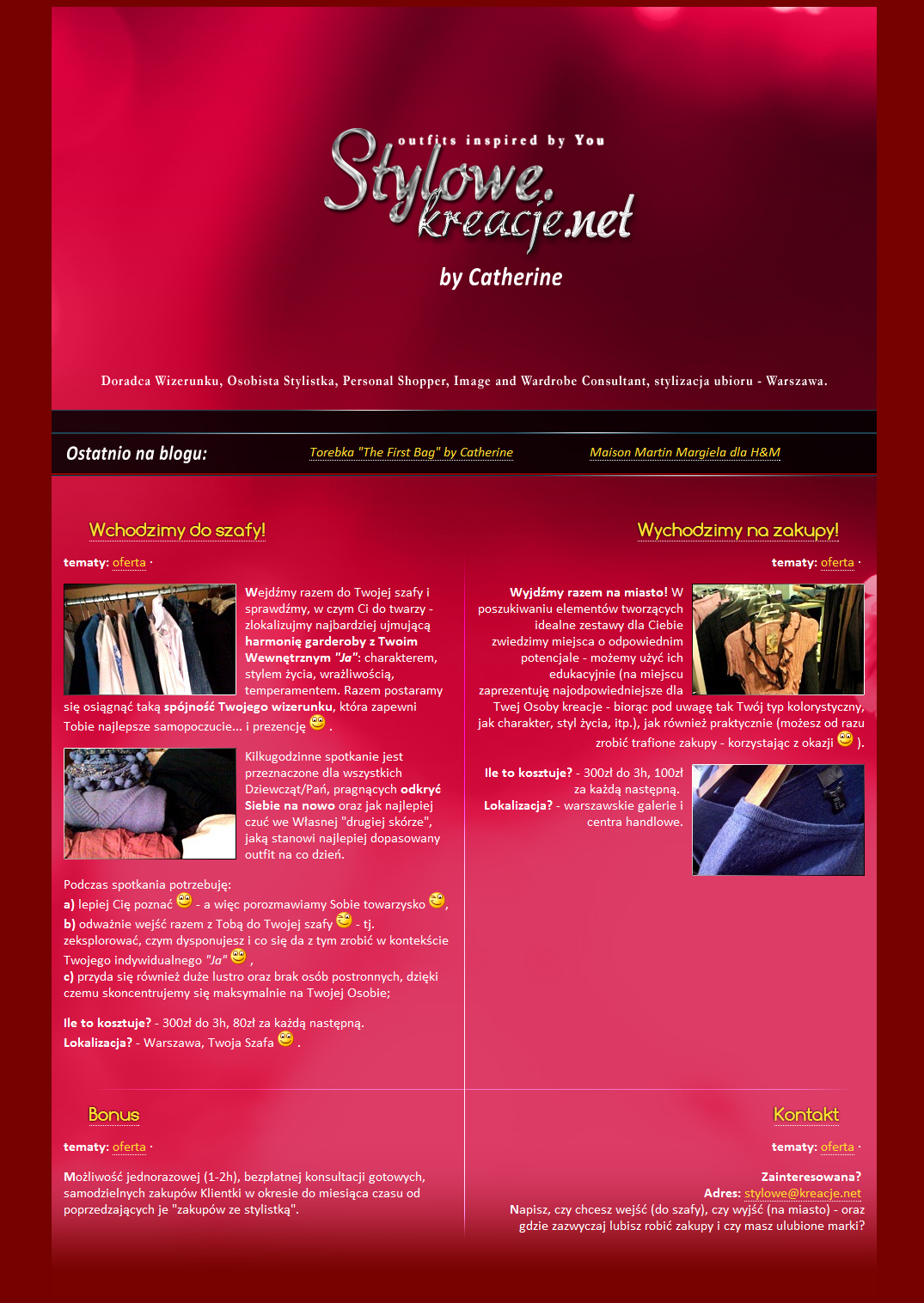 Strona internetowa stylistki