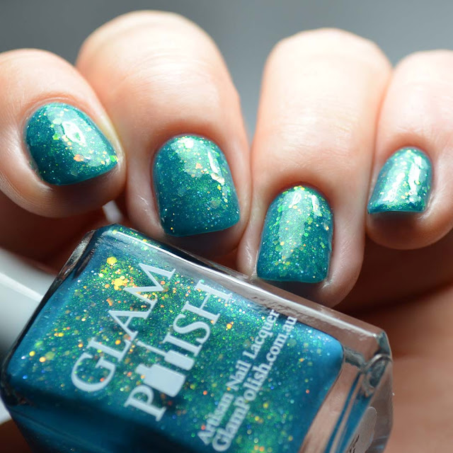 teal shimmer nail polish