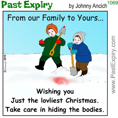 Cartoon about cards, cartoon, christmas, death, holiday, violence
