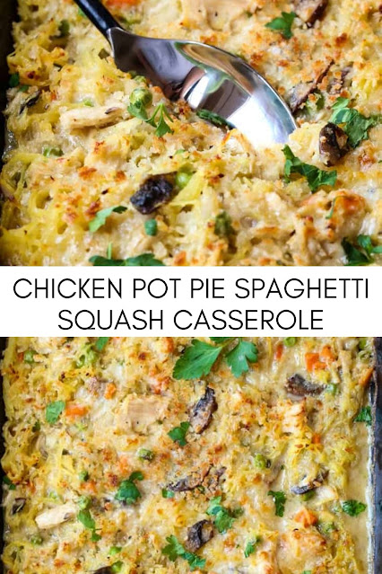 CHICKEN POT PIE SPAGHETTI SQUASH CASSEROLE