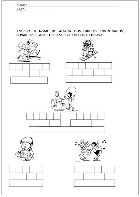 Atividades para Alfabetizar - Escreva o nome e separe as sílabas 2