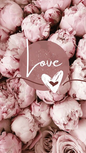 Get a free inspirational phone screen with peonies and love.