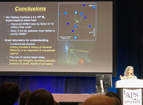 No more doubt about black hole at the galactic center  (Andrea Ghez, UCLA, at APS Meeting in Denver)