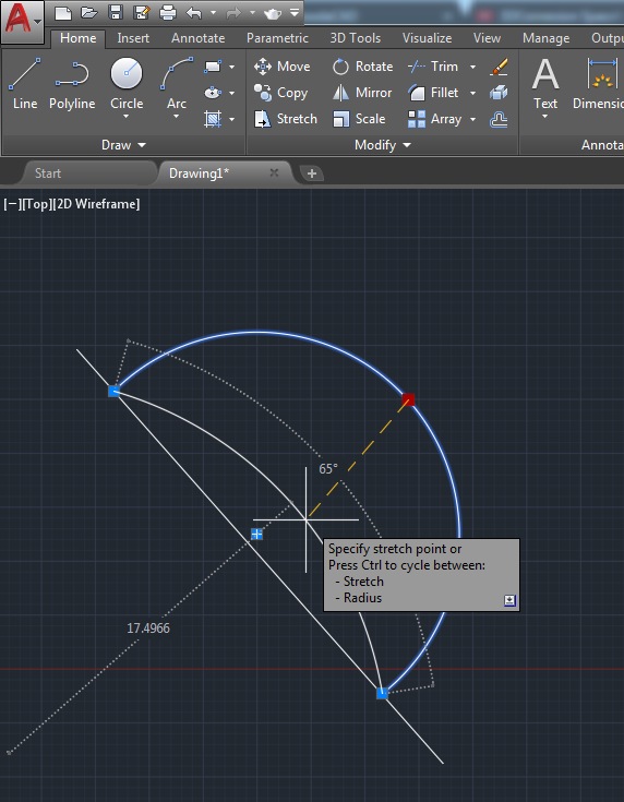 BroodaCAD Create an arc in AutoCAD without using the ARC 