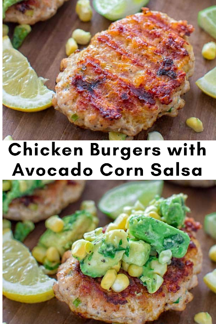 Chicken Burgers with Avocado Corn Salsa