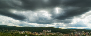 Clouds merging over Manastur Holding area in Cluj-Napoca, Romania