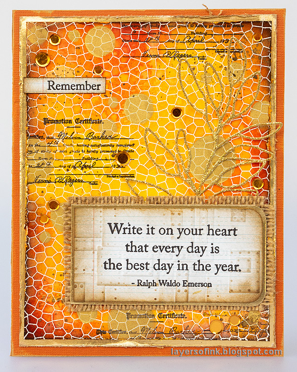 Layers of ink - Shiny Autumn Card Tutorial by Anna-Karin Evaldsson. With Simon Says Stamp Document It and Stained Glass.
