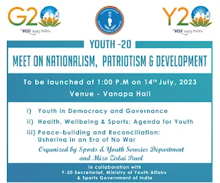Mizoram is gearing up to host the Y-20 Meet on Nationalism, Patriotism & Development Programme, a significant youth engagement initiative organized jointly by the Sports & Youth Services Department and Mizo Zirlai Pawl (MZP), a prominent student organization in the state.