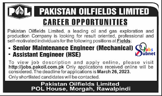 POL Pakistan Oilfields Limited Jobs 2023 Advertisement