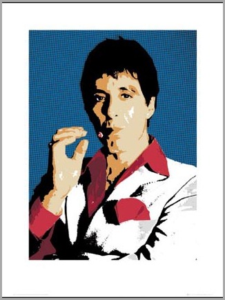 lgsb0087 tony-montana-smoking-a-cigar-al-pacino-scarface-art-print