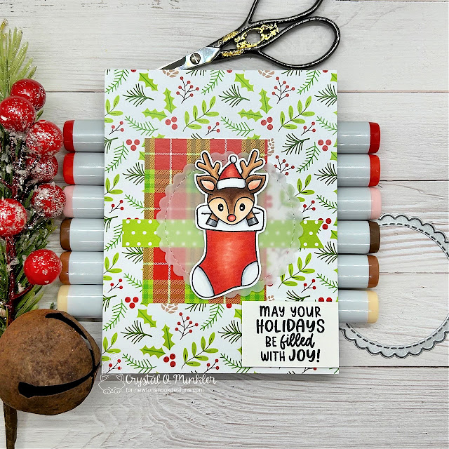 Christmas Stocking Card by Crystal O. Minkler | STAMPtember Exclusive: Santa Paws Stamp Set by Newton's Nook Designs for Simon Says Stamp