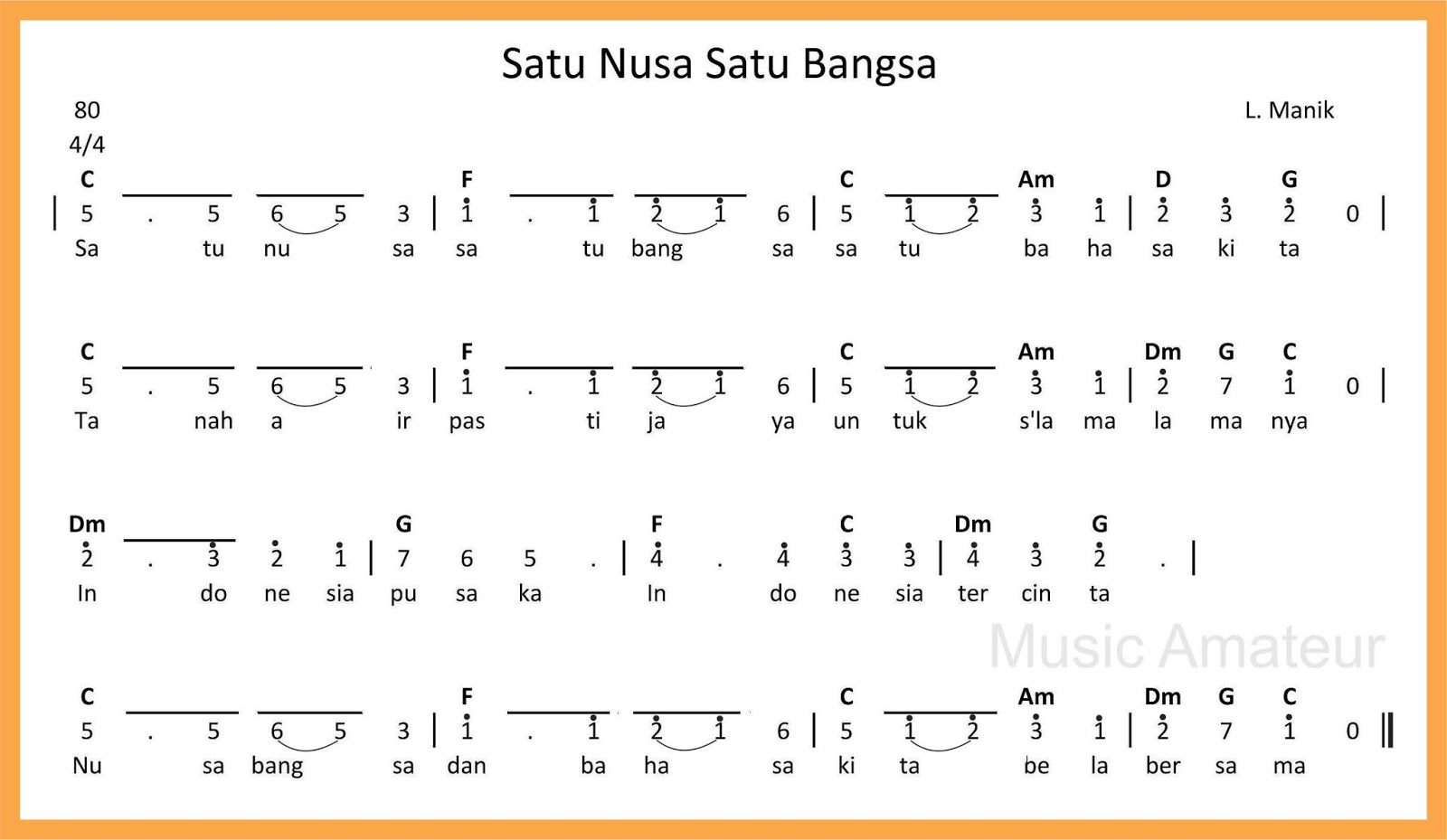 Not Angka Satu Nusa Satu Bangsa - SEPUTAR MUSIK