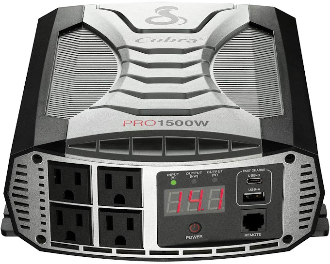  Cobra PRO 1500W Professional Grade Power Inverter, Portable – 1500-Watt Car Charger, 4 Grounded AC Outlets, 2 Fast Charge USB Ports and Remote Controller...