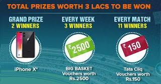 IPL Cricket 20-20 League Prediction Contest Win prizes 2018