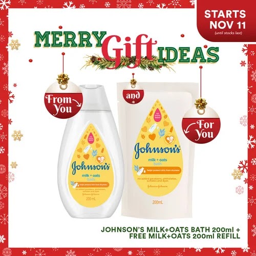 Johnson's Milk+Oats Bath 200ml + FREE 200ml Refill