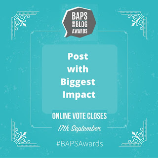 Teal coloured BAPS Awards logo badge