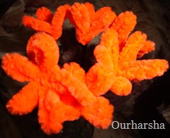 Orange pipe cleaner flowers (5)