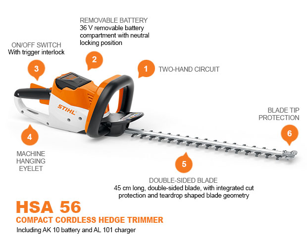 STIHL HSA56 18 INCH CORDLESS HEDGE TRIMMER